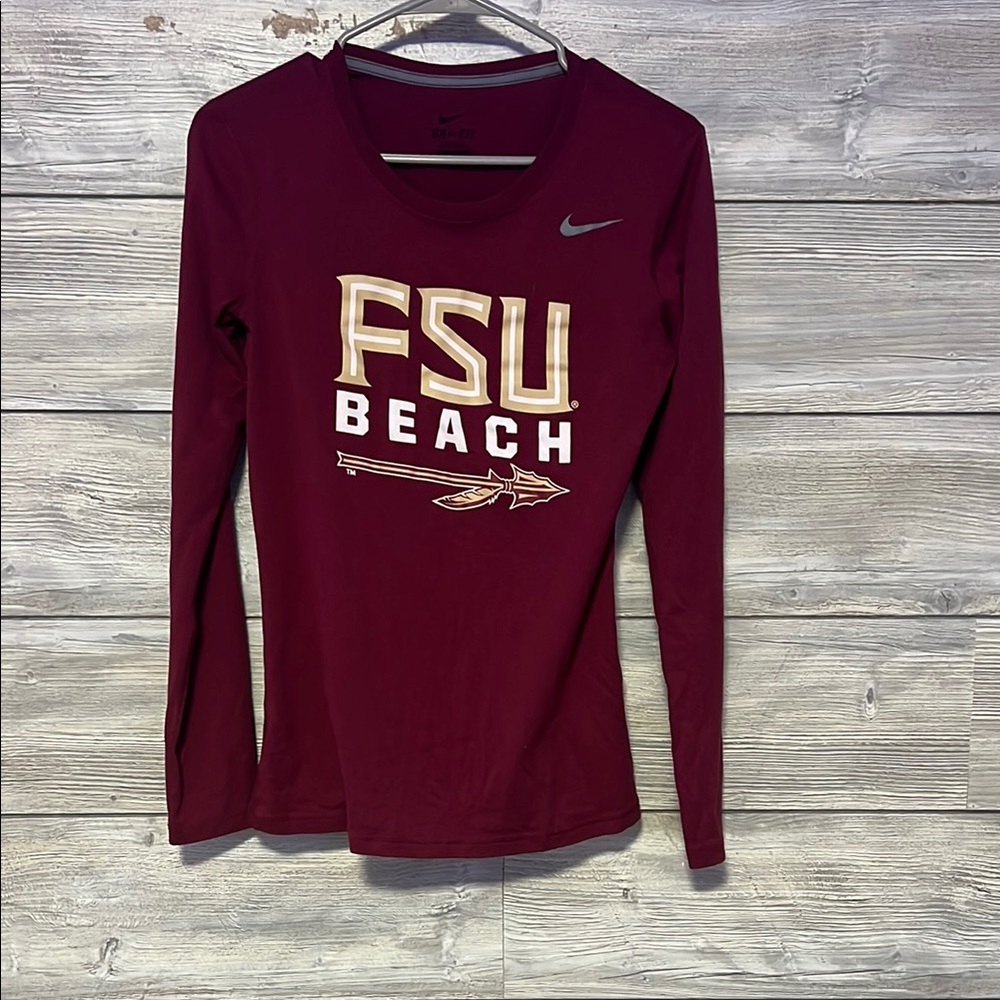 Nike Red Cream Fitted Long Sleeve Tee